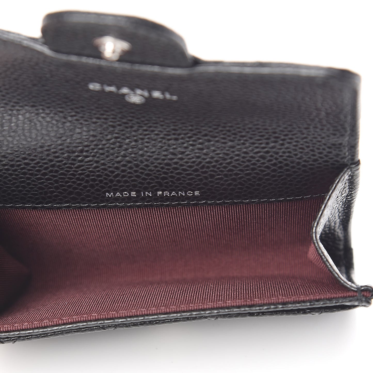 Caviar Quilted Flap Card Holder Wallet Black