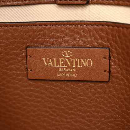 Valentino Garavani Raffia Calfskin Small Vlogo Signature Tote Natural Saddle Brown 6 of 11