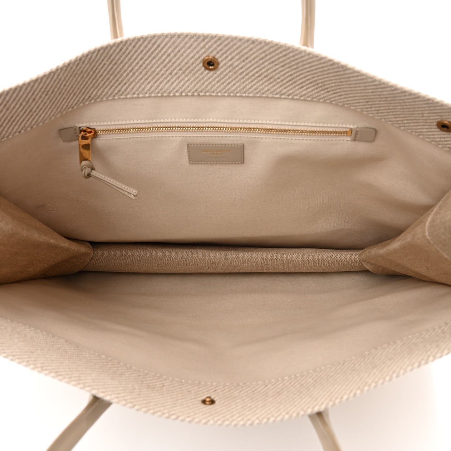 Linen Calfskin Rive Gauche Tote Beige Sea Salt