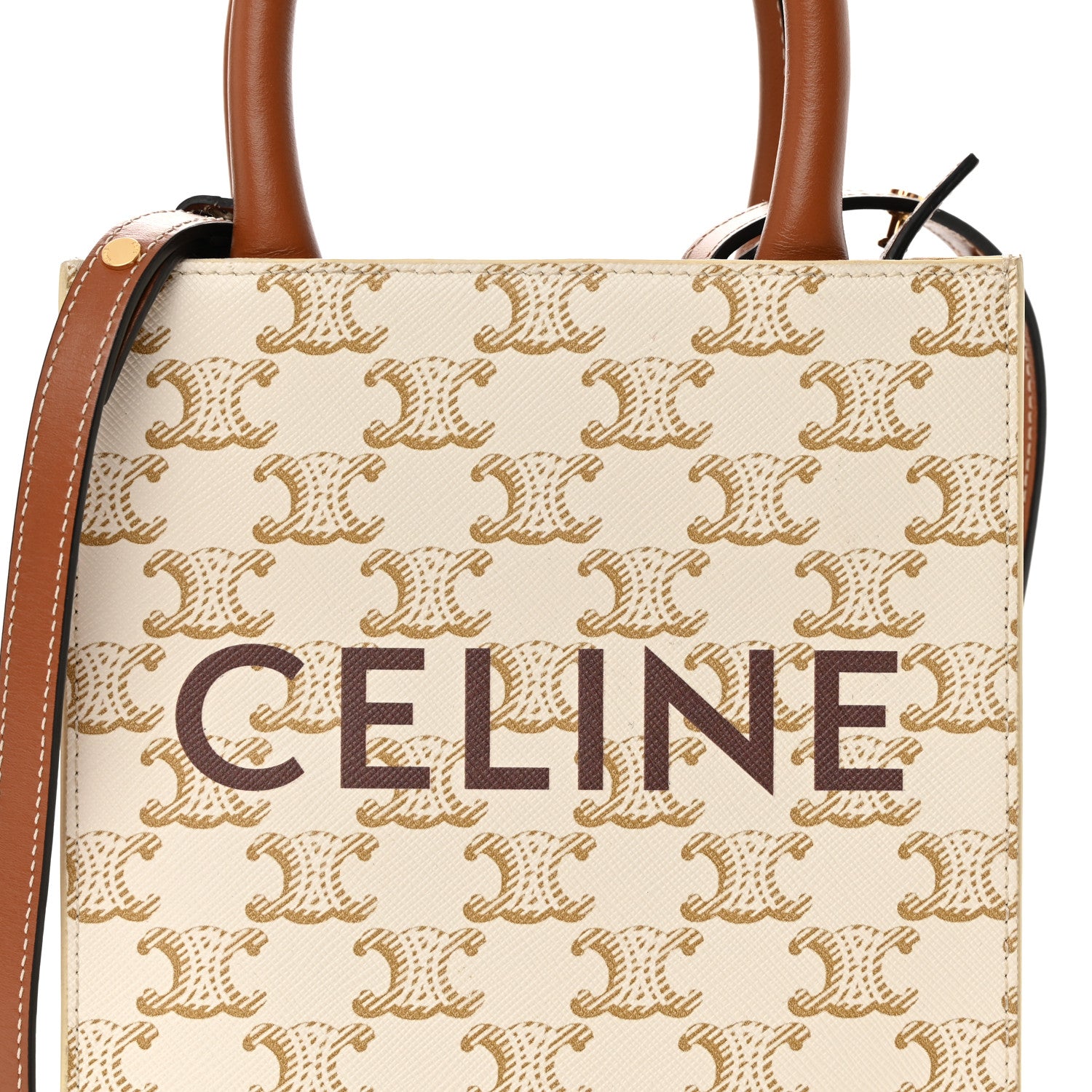 Celine Triomphe Canvas Calfskin Mini Vertical Cabas White 7 of 10