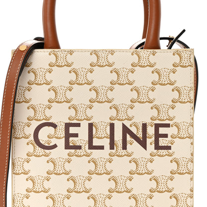 Celine Triomphe Canvas Calfskin Mini Vertical Cabas White 7 of 10