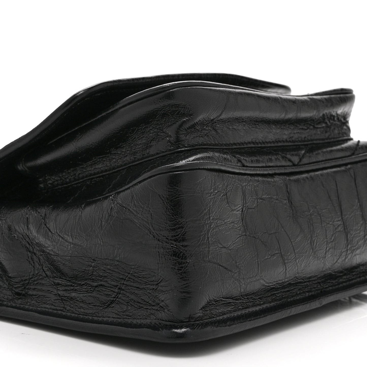 Crinkled Calfskin Matelasse Monogram Baby Niki Chain Satchel Black