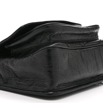 Saint Laurent Crinkled Calfskin Matelasse Monogram Baby Niki Chain Satchel Black 9 of 10