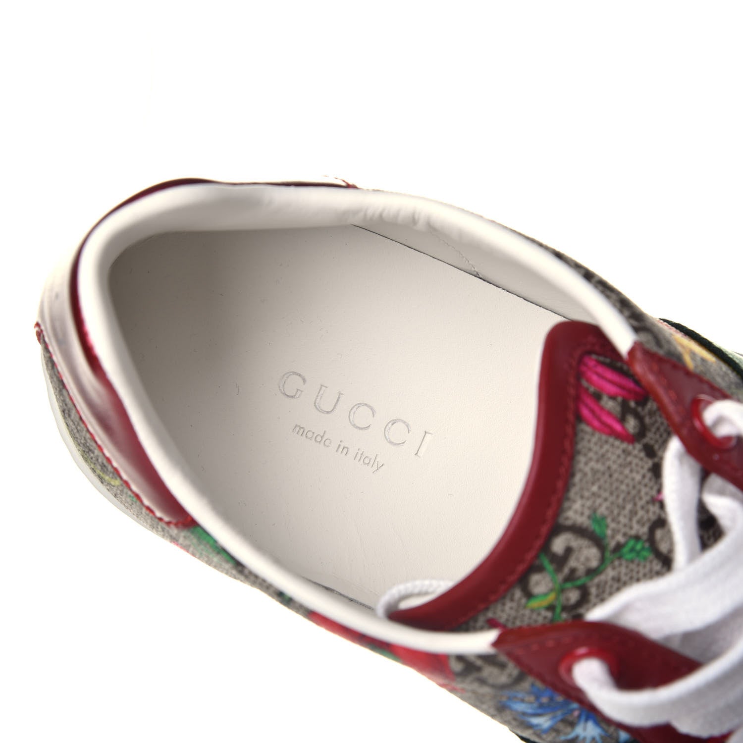 Gucci GG Supreme Monogram Flora Web Womens Ace Sneakers 35 Beige Multicolor Rosso 7 of 8