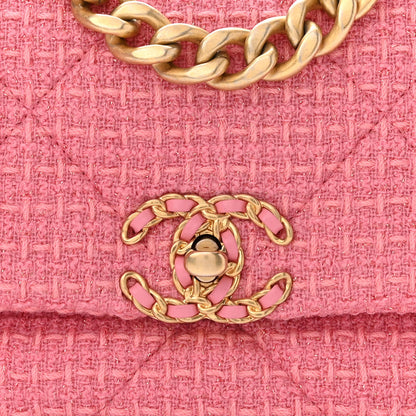 Chanel Metallic Tweed Quilted Medium Chanel 19 Flap Pink 8 of 10