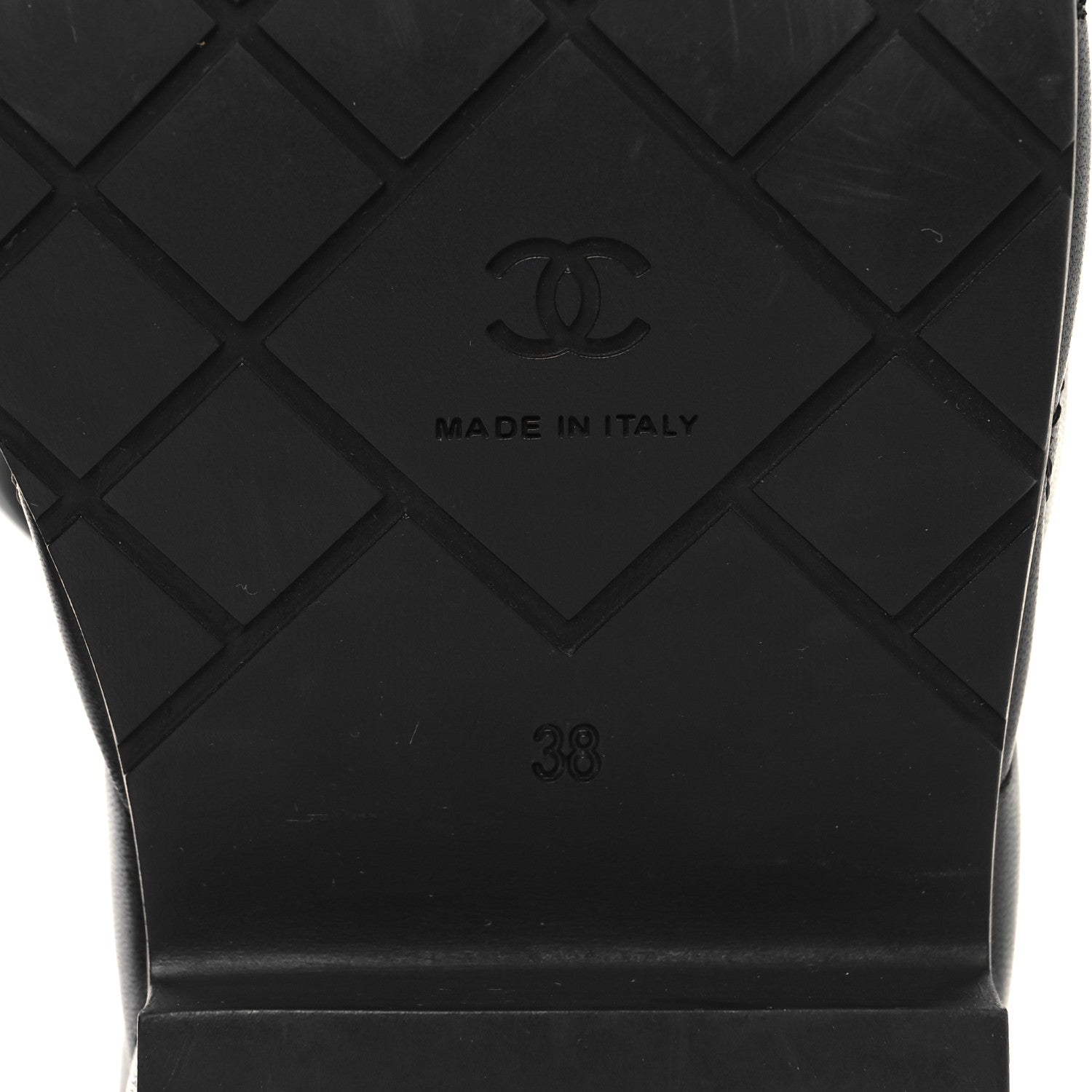 Chanel Lambskin Quilted Platform Mules 38 Black 8 of 9