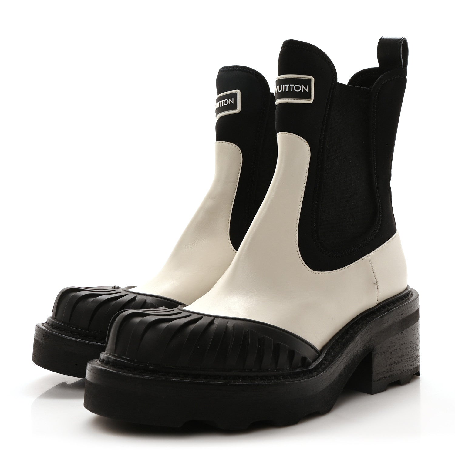 Louis Vuitton Calfskin Beaubourg Ankle Boots 38 White Black 4 of 8