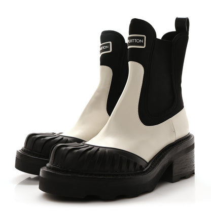 Louis Vuitton Calfskin Beaubourg Ankle Boots 38 White Black 4 of 8