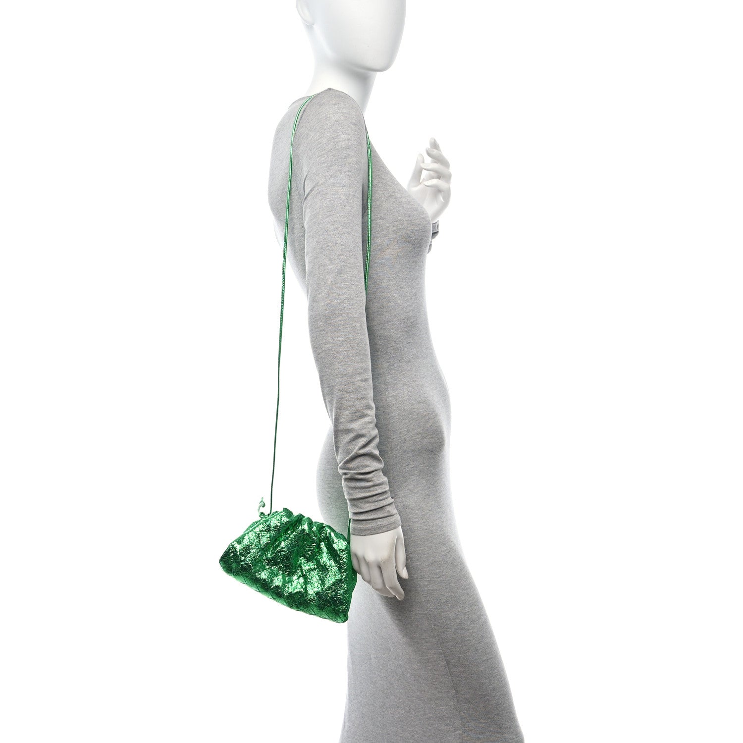 Bottega Veneta Metallic Nappa Intrecciato The Mini Pouch Parakeet 2 of 11