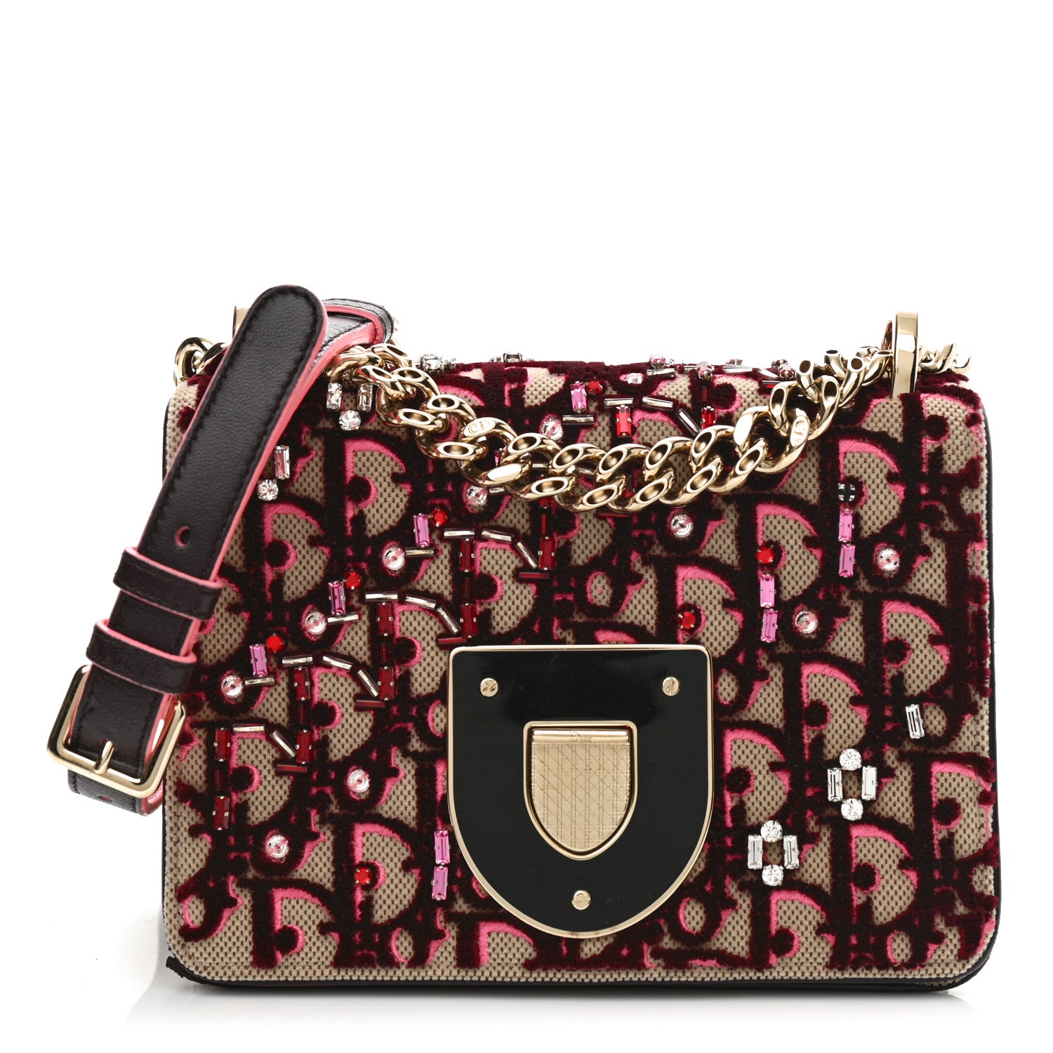 Christian Dior Velvet Crystal Small Diorama Club Flap Bag Plum 1 of 14