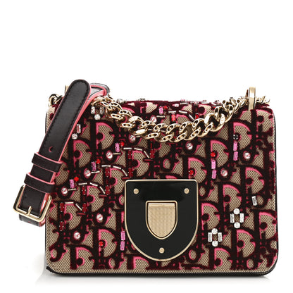 Christian Dior Velvet Crystal Small Diorama Club Flap Bag Plum 1 of 14