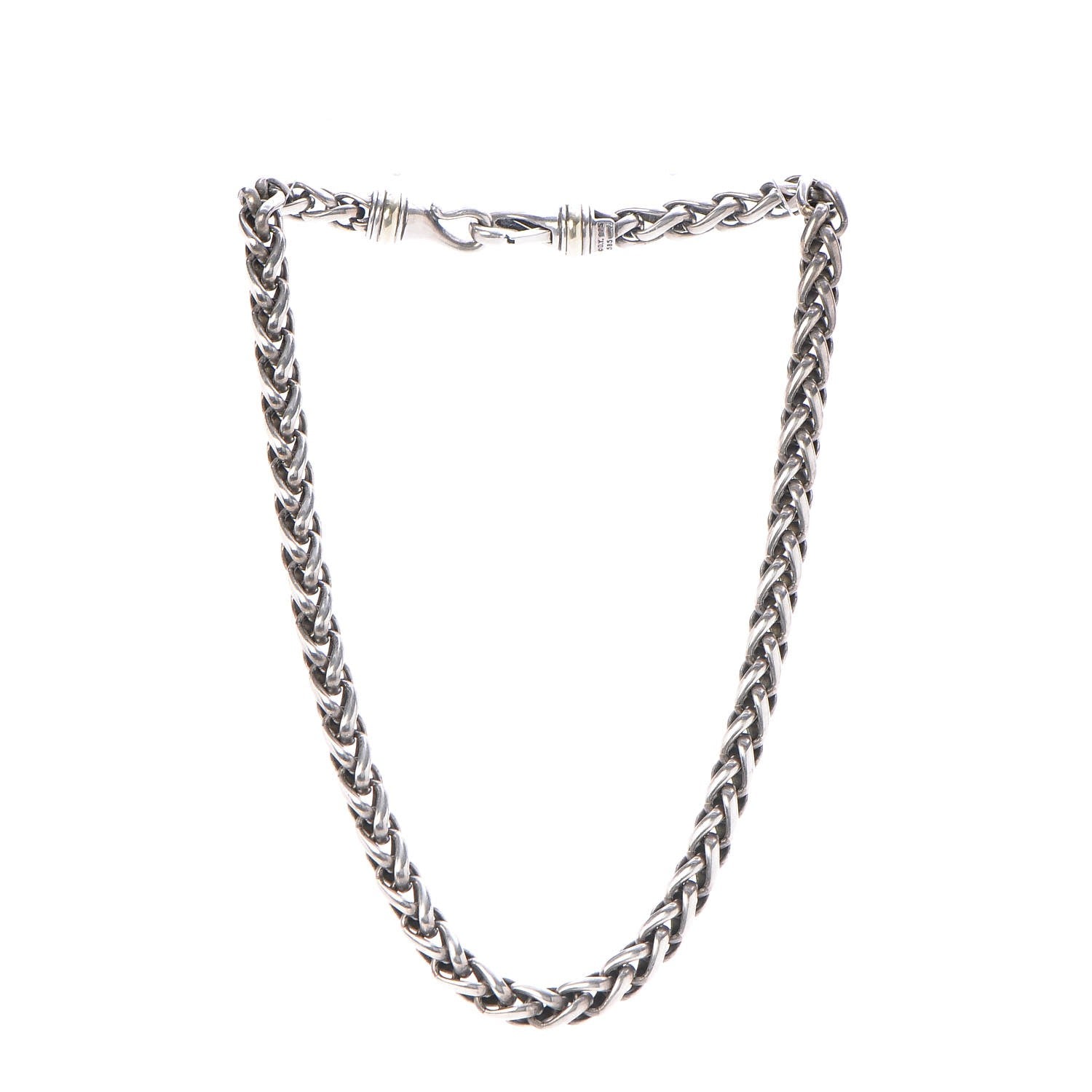 David Yurman Sterling Silver 14K Yellow Gold 8mm Wheat Chain Necklace 3 of 7