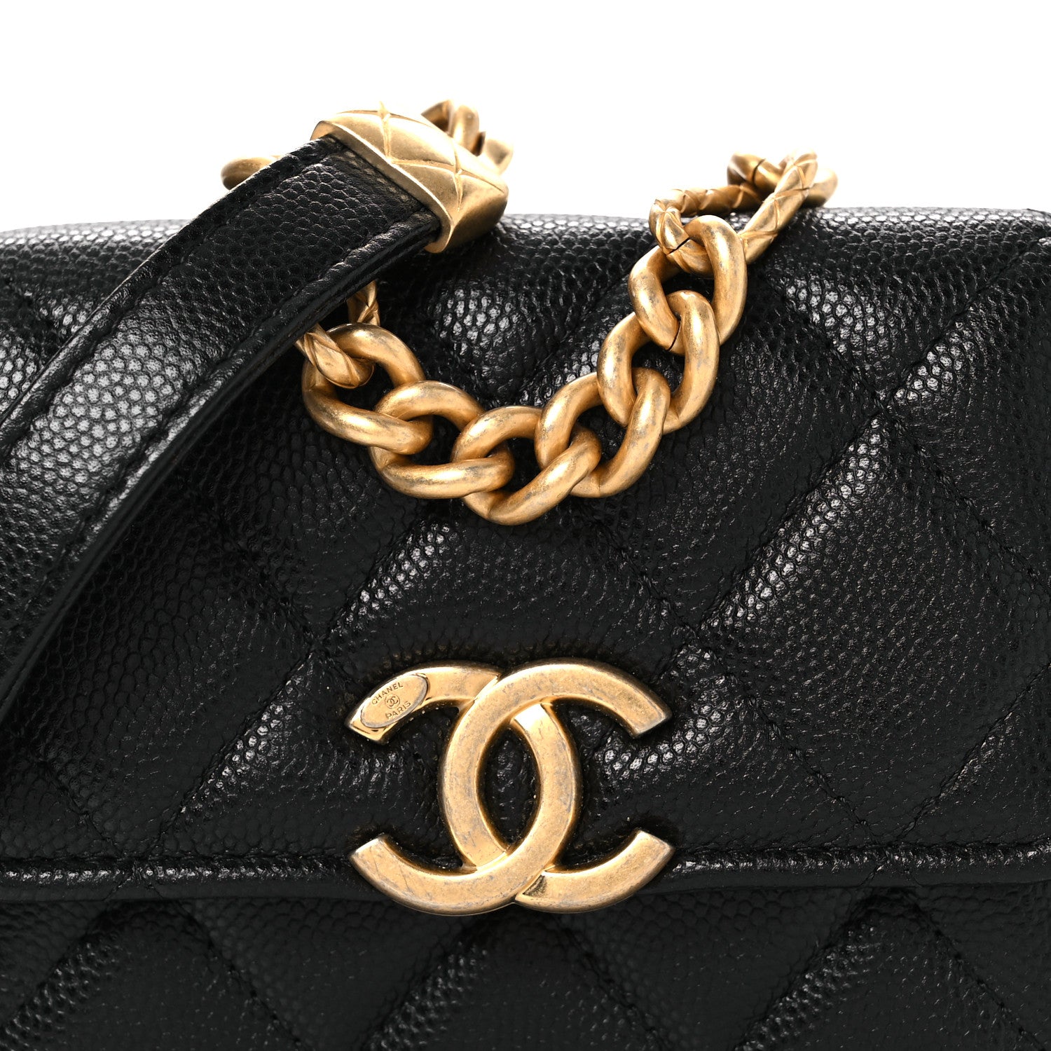 Chanel Caviar Quilted Bracelet On Chain Clutch Black 8 of 11