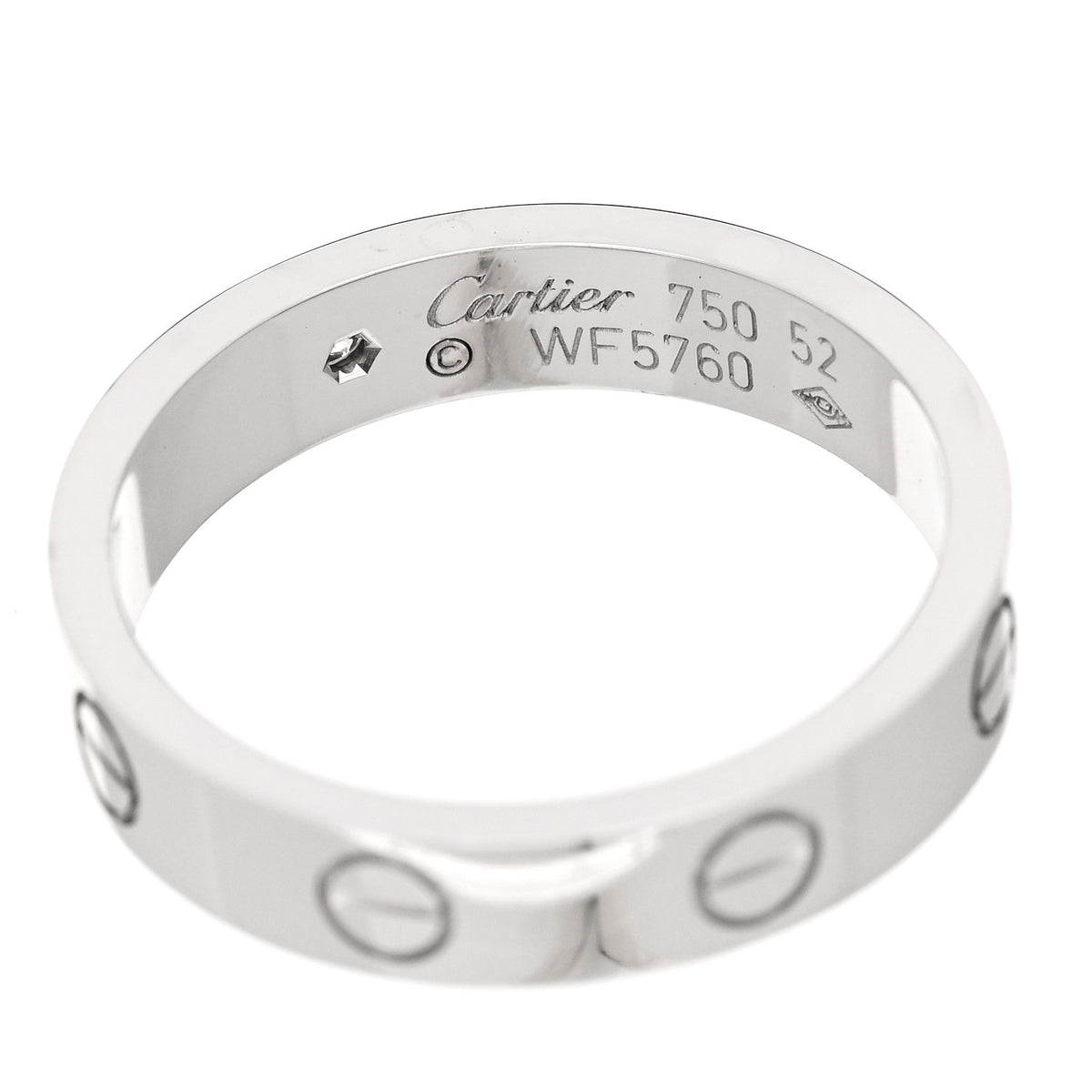 18K White Gold Diamond 4mm LOVE Wedding Band Ring 52 6