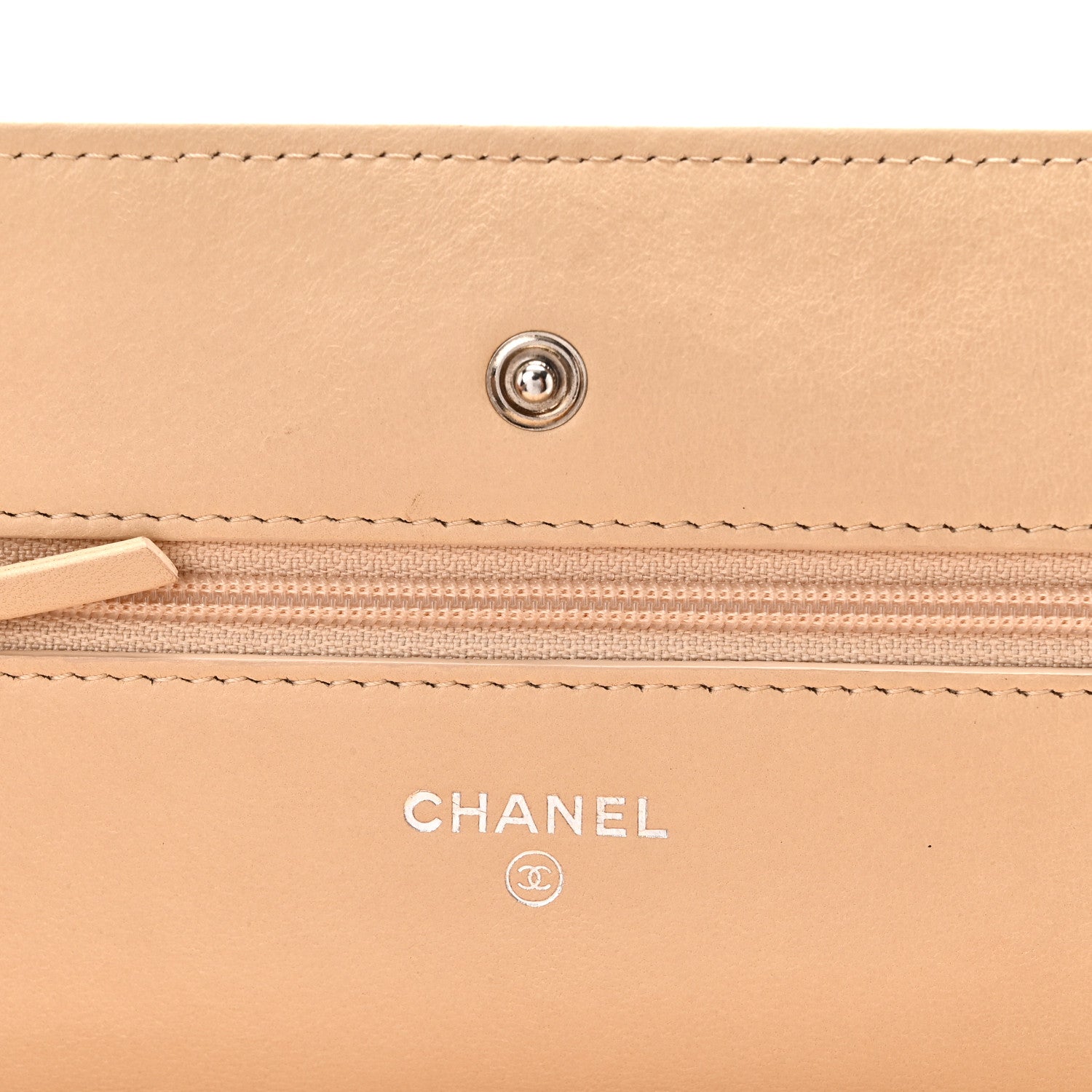 Chanel Lambskin Quilted Wallet On Chain WOC Beige 6 of 12