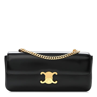 Celine Shiny Calfskin Triomphe Chain Bag Black 1 of 9