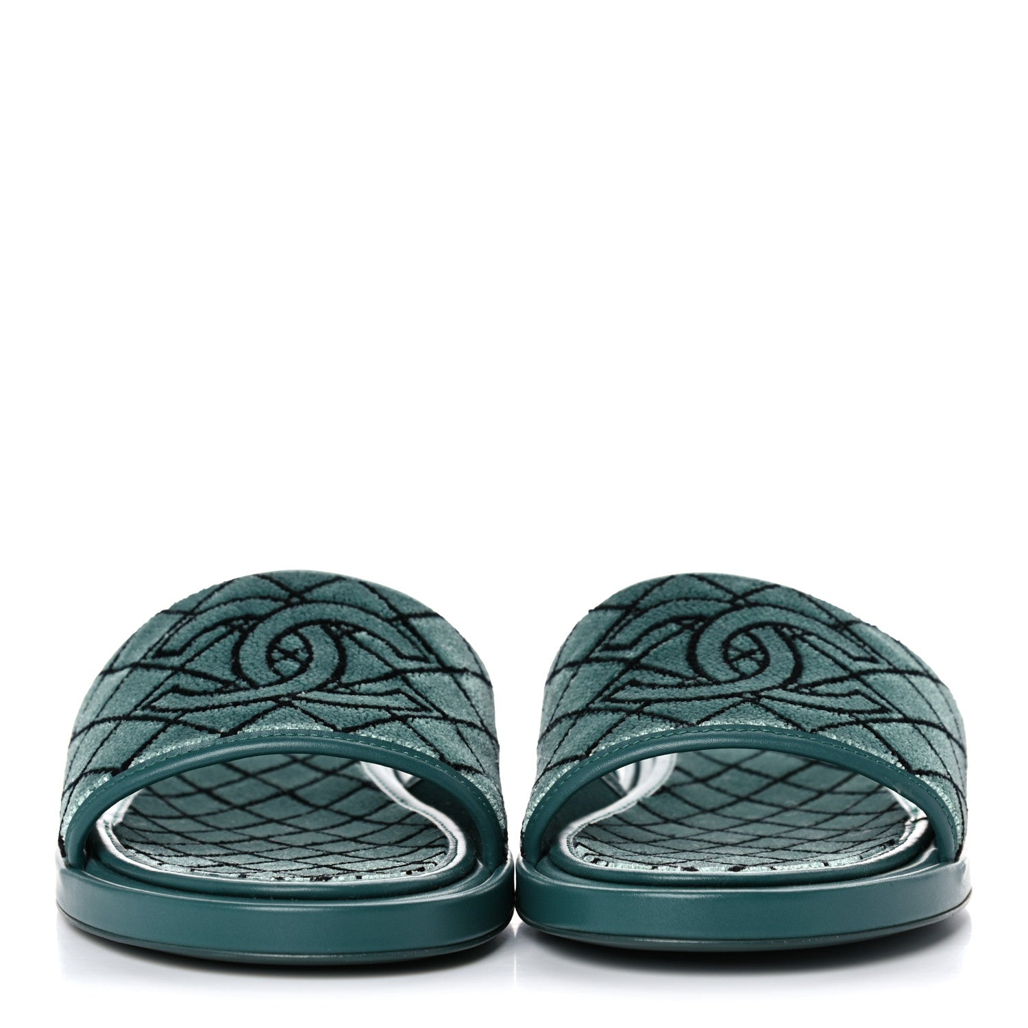 Chanel Embroidered Fabric Calfskin Slide Sandal 41 Green 2 of 10