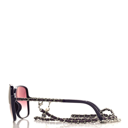 Chanel Acetate Metal Lambskin Square Chain Sunglasses 5210-Q-A Purple 3 of 9