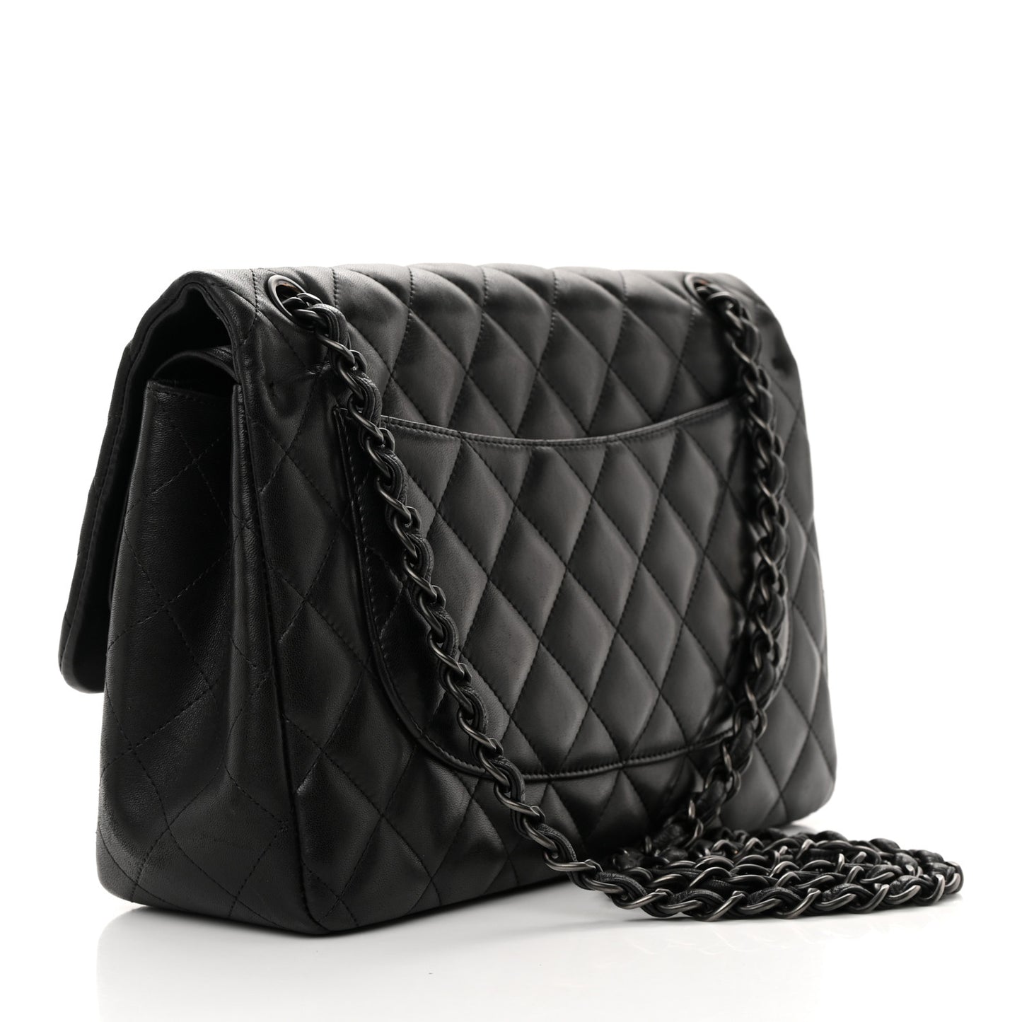 Lambskin Quilted Jumbo Double Flap So Black