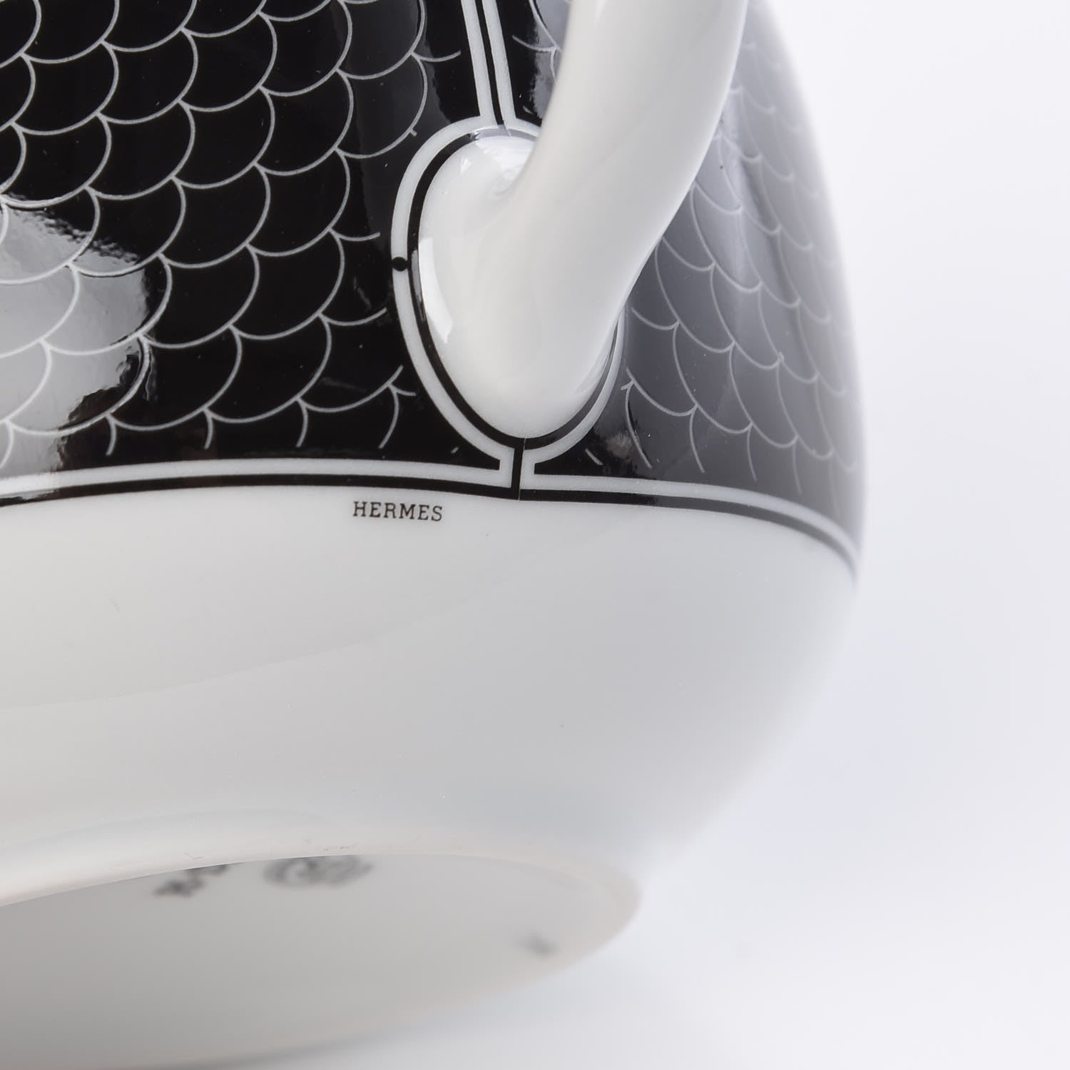 Hermes Porcelain H Deco Teapot Black 8 of 9