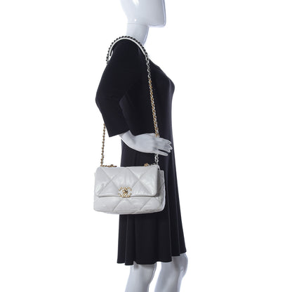 Chanel Goatskin Quilted Medium Chanel 19 Flap White 2 of 11