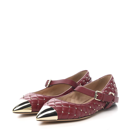 Valentino Garavani Lambskin Rockstud Spike Captoe Ballerina Flats 38 Rubin Gold 3 of 9