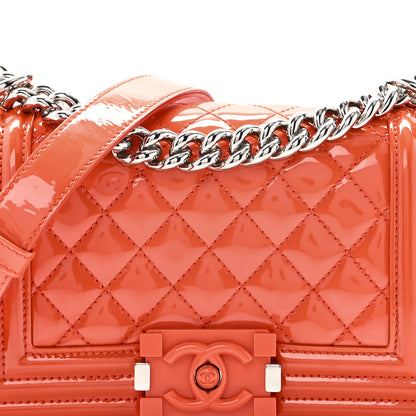Chanel Patent Calfskin Quilted Small Plexiglass Boy Flap Orange 8 of 10
