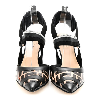 Fendi PVC Vitello FF Colibri 85mm Slingback Pumps 36.5 Transparent Black 3 of 8