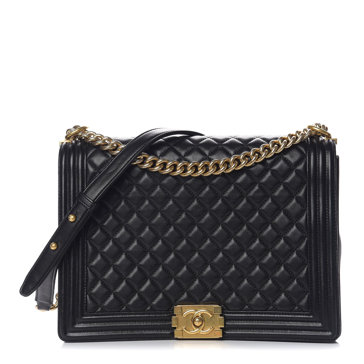 Chanel Lambskin Quilted Large Boy Flap Black 1 of 10