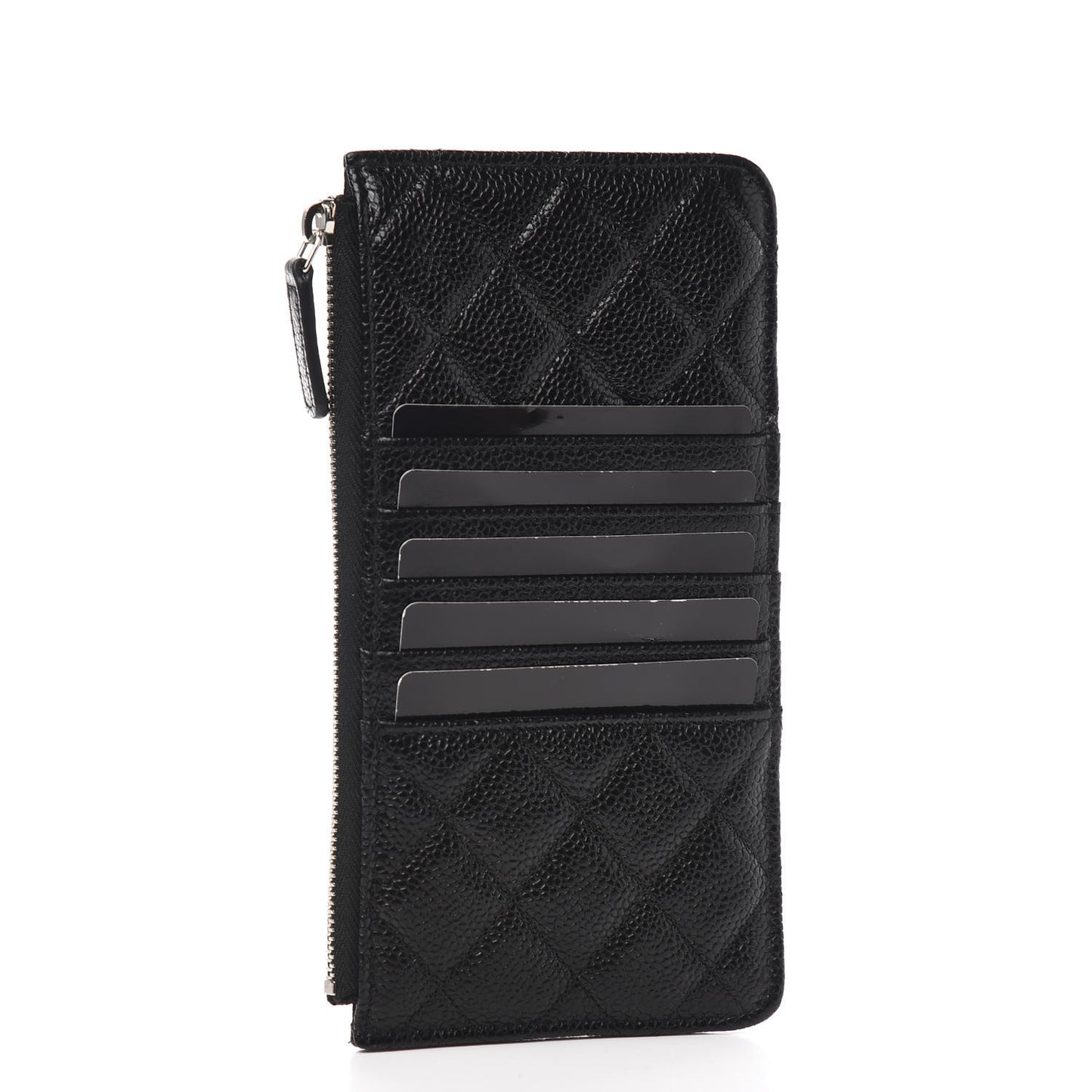 Caviar Quilted Classic Flat Wallet Pouch So Black