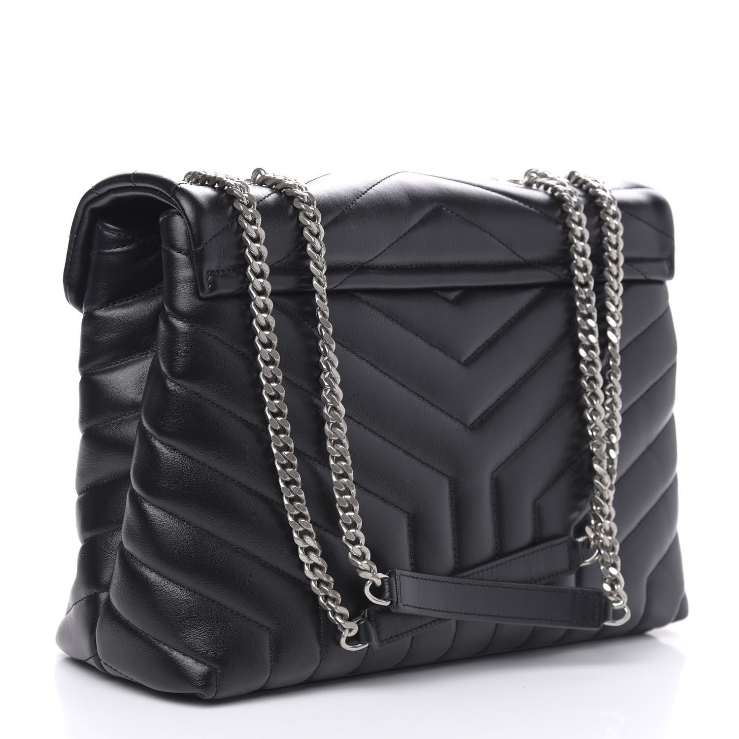 Saint Laurent Calfskin Y Quilted Monogram Medium Loulou Chain Satchel Black 4 of 11