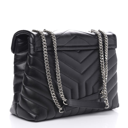Saint Laurent Calfskin Y Quilted Monogram Medium Loulou Chain Satchel Black 4 of 11