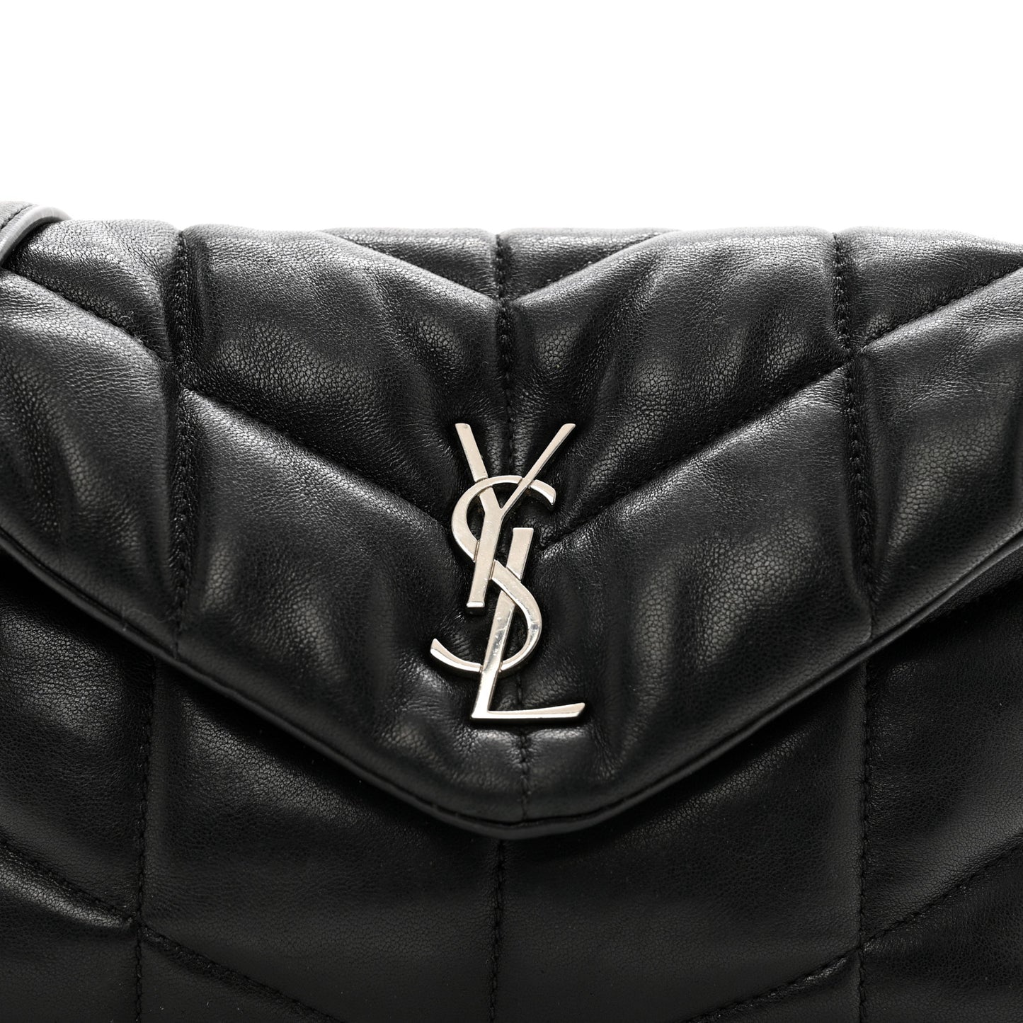 Lambskin Quilted Toy Loulou Puffer Monogram Chain Satchel Black
