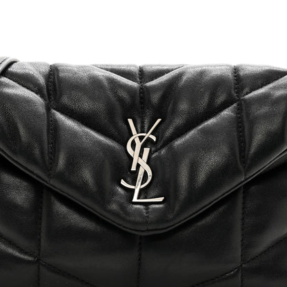 Saint Laurent Lambskin Quilted Toy Loulou Puffer Monogram Chain Satchel Black 5 of 10