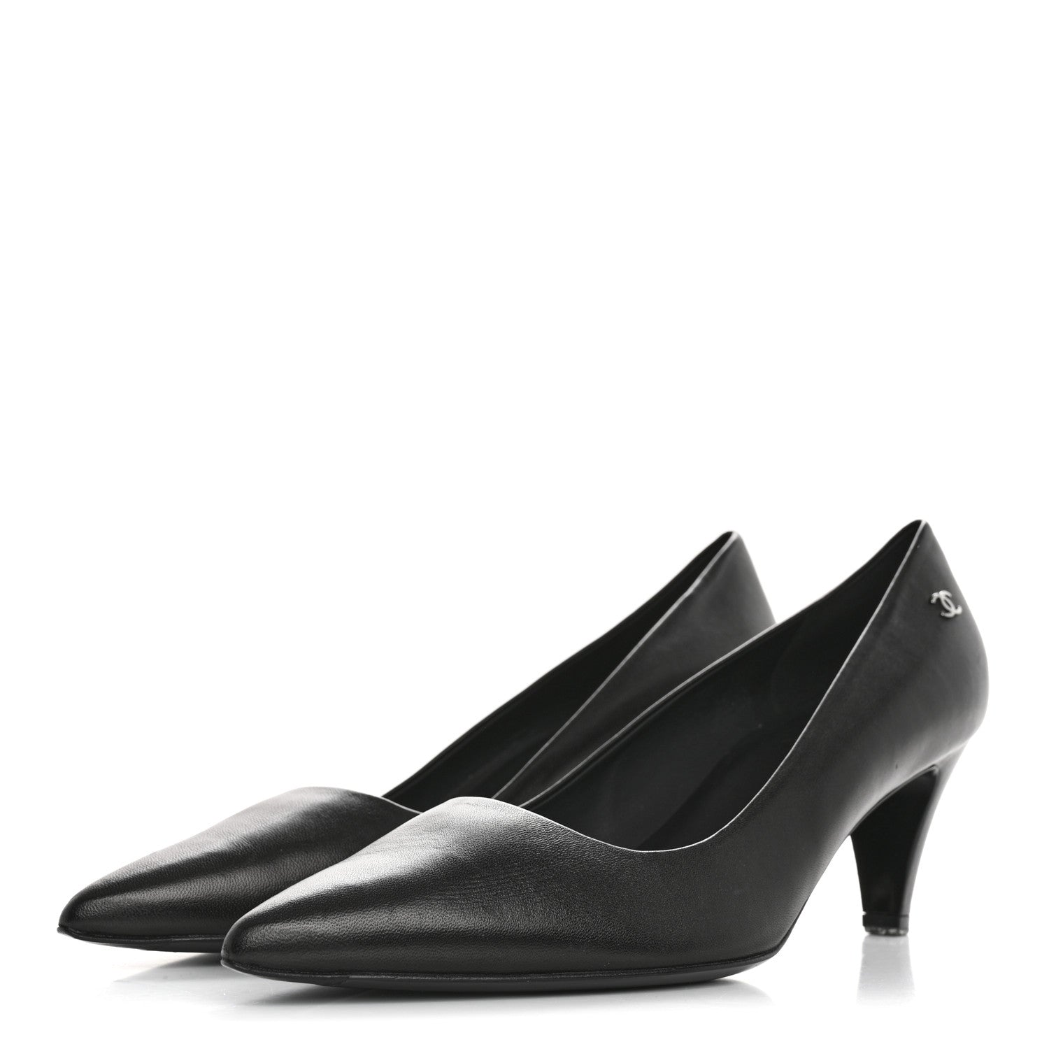 Chanel Lambskin CC Pumps 39.5 Black 4 of 9
