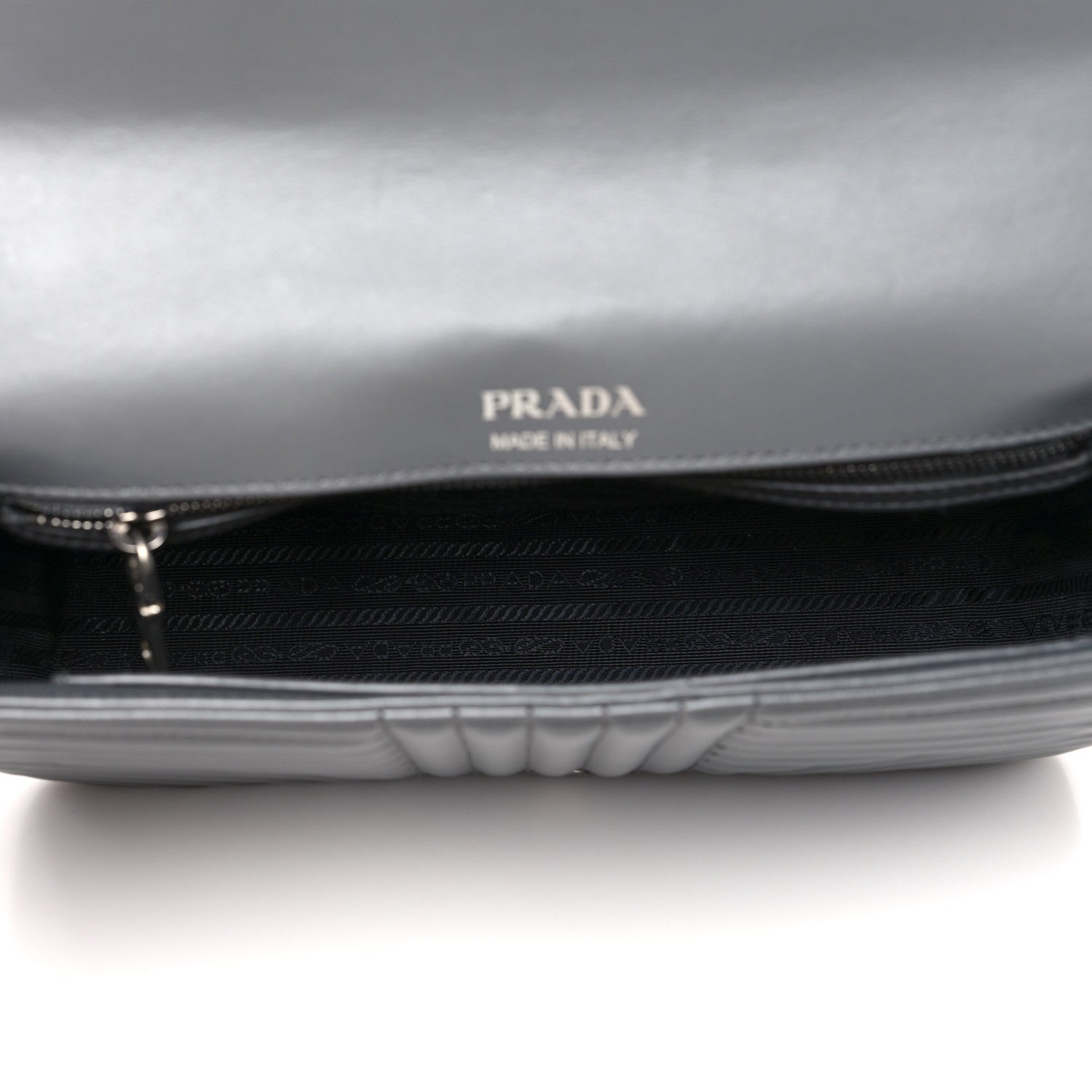 Prada Soft Calfskin Impunture Diagramme Large Chain Flap Shoulder Bag Mercurio 4 of 7
