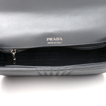 Prada Soft Calfskin Impunture Diagramme Large Chain Flap Shoulder Bag Mercurio 4 of 7