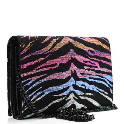 Saint Laurent Tiger Burnout Monogram Chain Wallet Multicolor 3 of 12