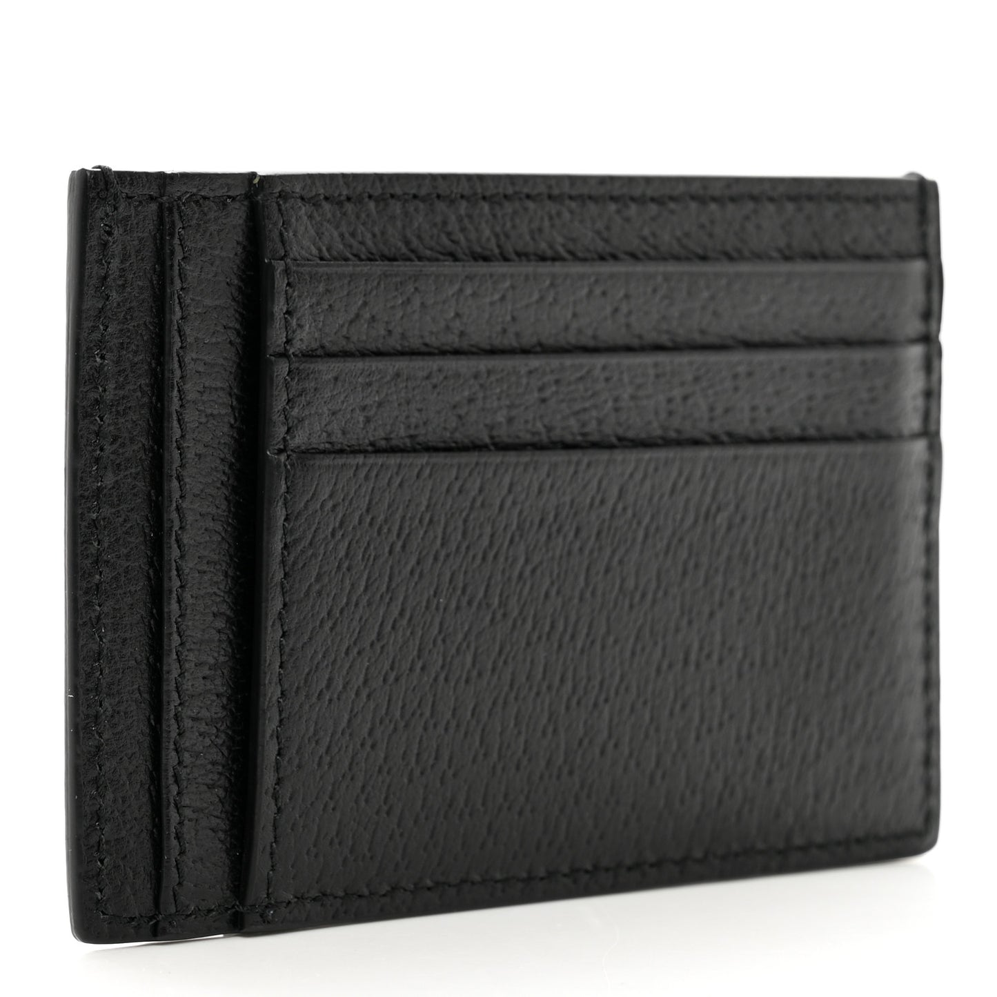 Textured Dollar Calfskin Resin Monochrome GG Marmont Card Holder Black
