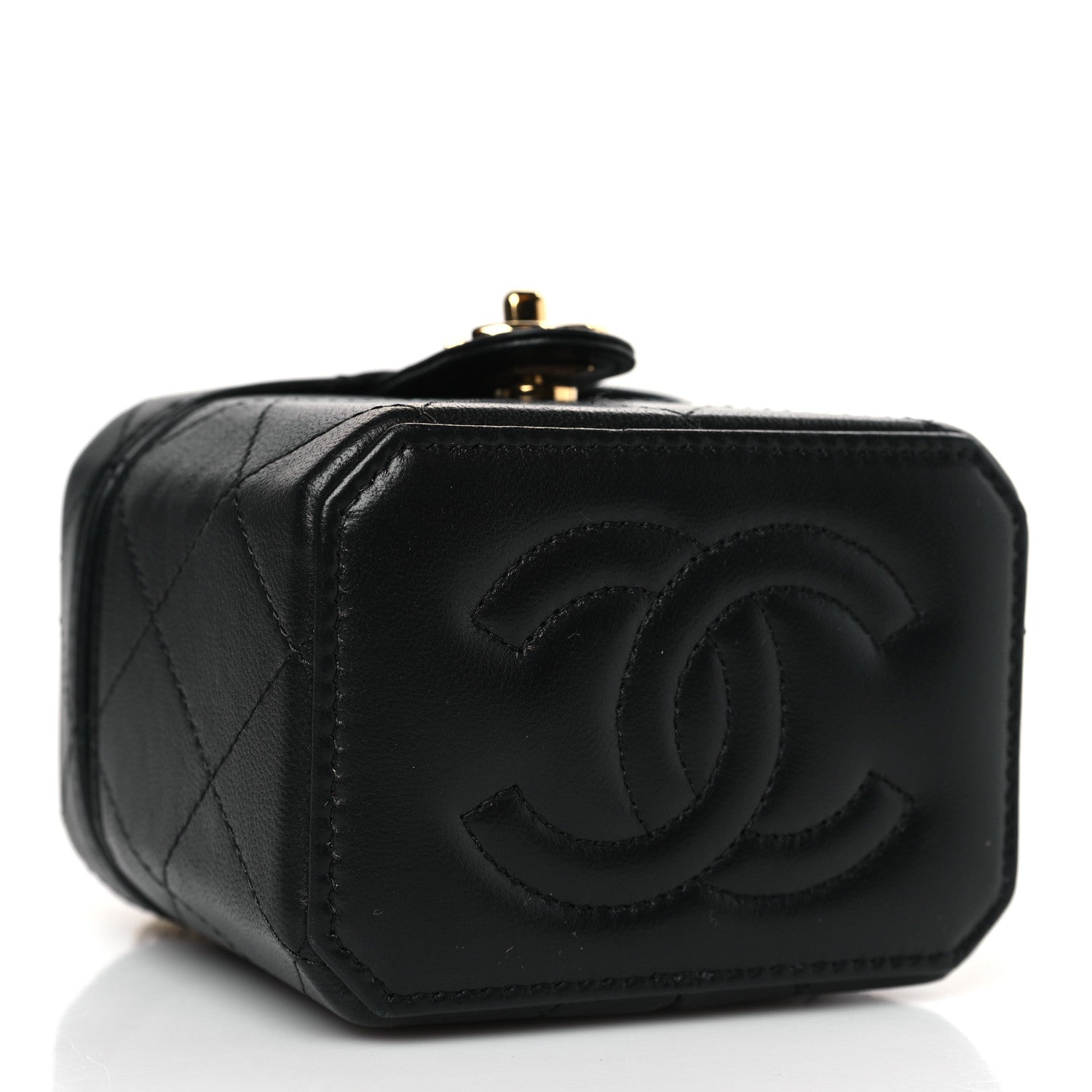 Chanel Lambskin Quilted Vanity Clutch With Chain Black 4 of 8