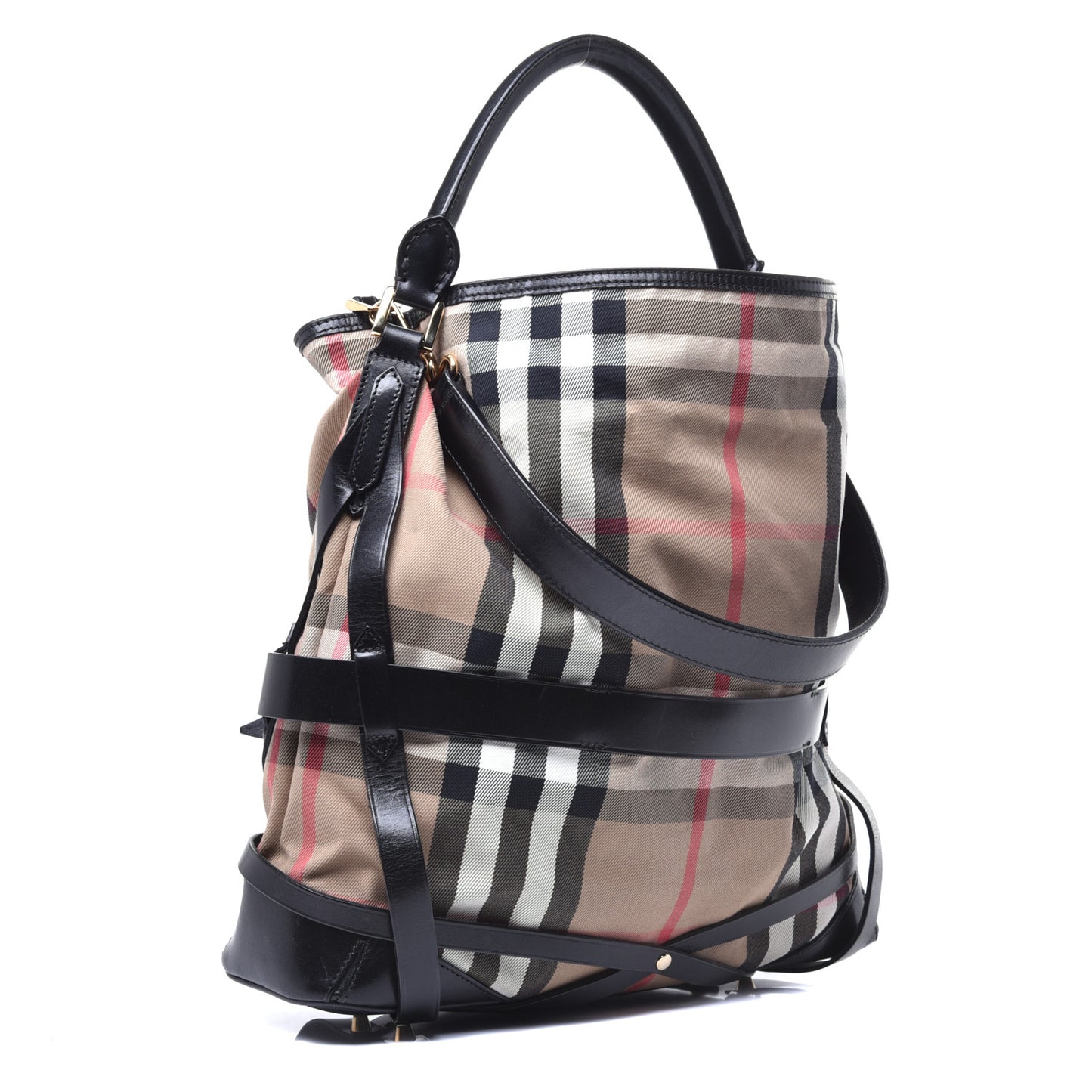 House Check Bridle Calfskin Medium Gosford Hobo Black