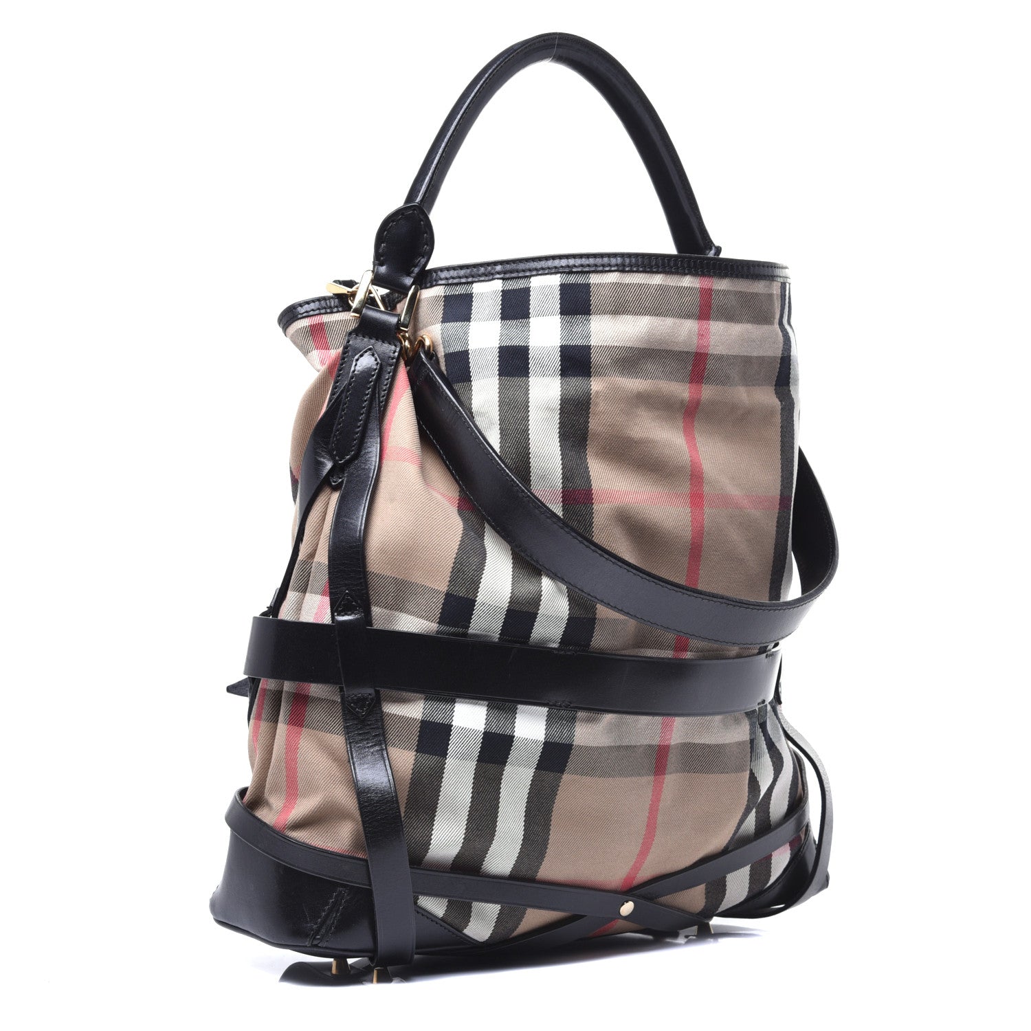 Burberry House Check Bridle Calfskin Medium Gosford Hobo Black 3 of 8