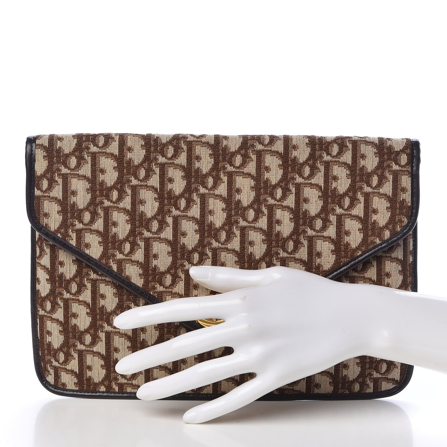 Monogram Envelope Flap Clutch Brown