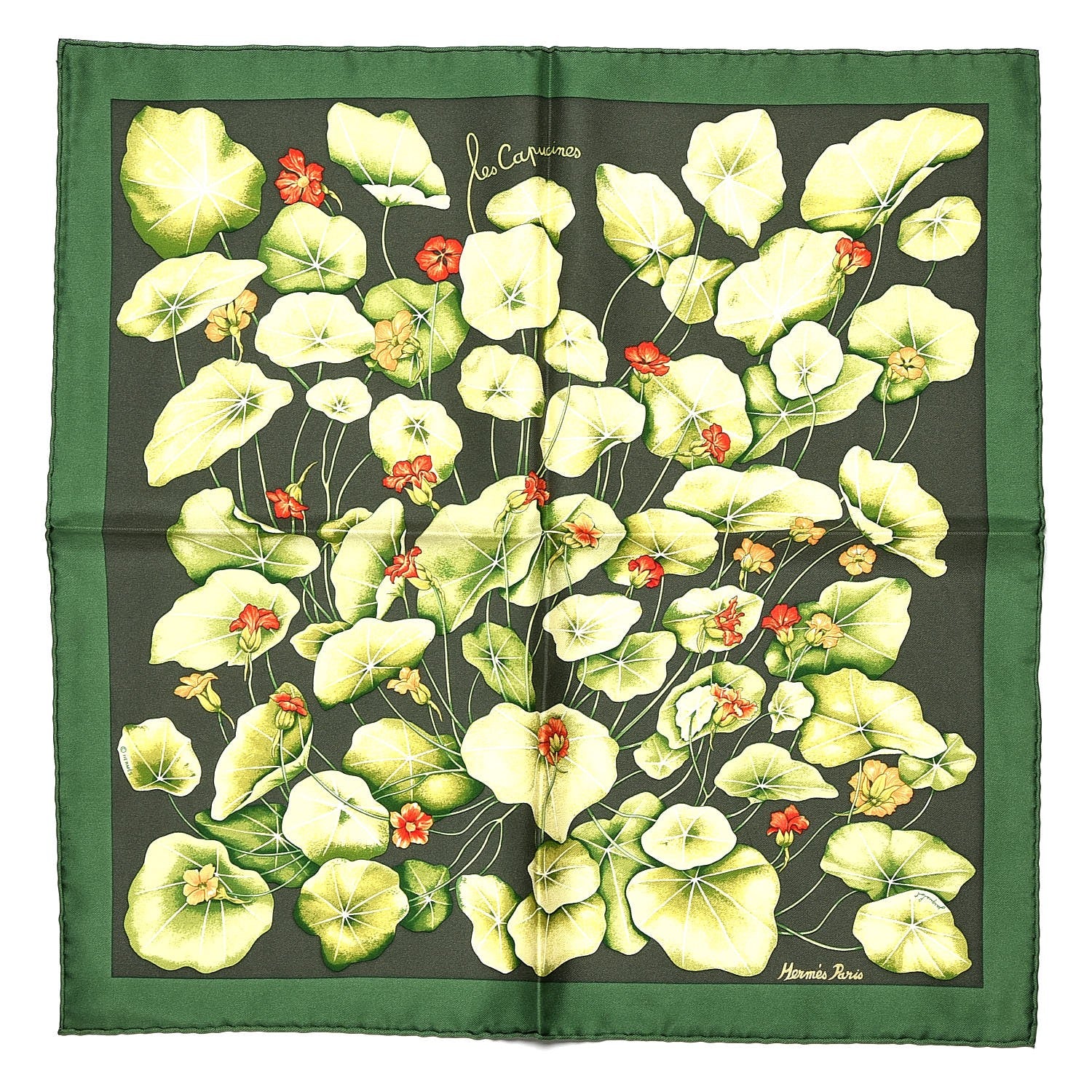 Hermes Silk Les Capucines Pocket Square 1 of 4
