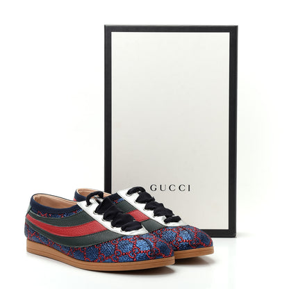 Gucci Lurex Calfskin Web GG Monogram Womens Falacer Sneakers 37 Iridescent Blue Iridescent Red Silver 11 of 11