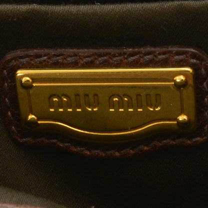 Miu Miu Leather Vitello Lux Bow Bag Brown 7 of 9