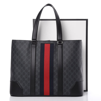Gucci GG Supreme Monogram Web Tote Black Grey 11 of 11