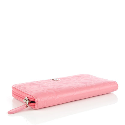 Chanel Lambskin Camellia Embossed Zip Around Large Gusset Wallet Pink 4 of 8