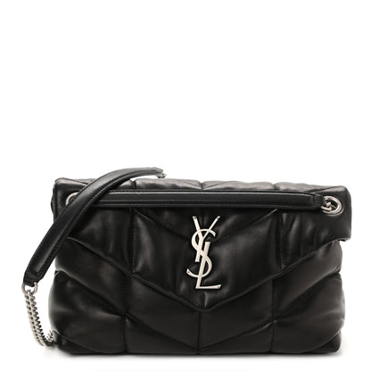 Saint Laurent Lambskin Quilted Small Loulou Puffer Monogram Chain Satchel Black 1 of 11