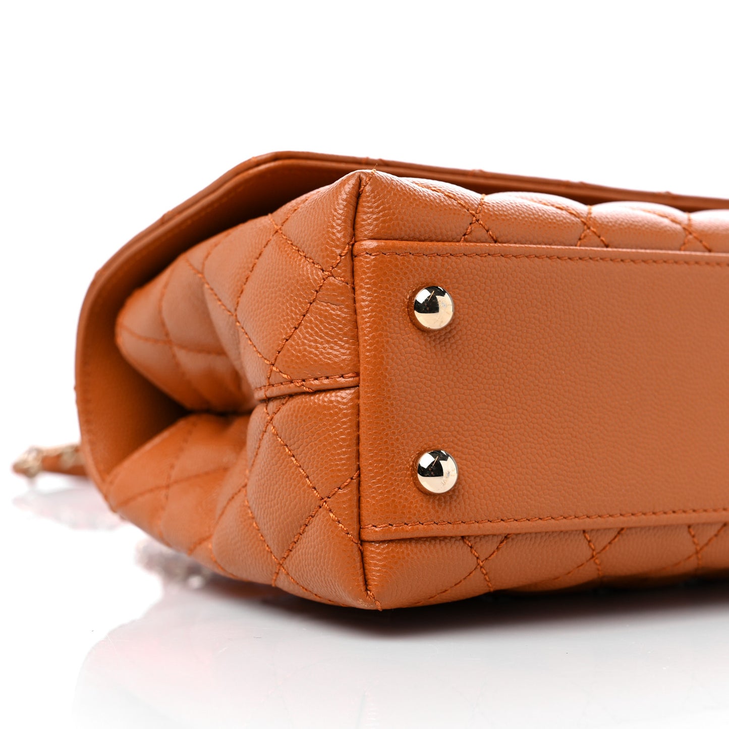 Caviar Quilted Mini Coco Handle Flap Light Brown